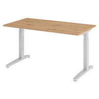 SCHREIBTISCH Serie-XB 80/140/74 cm in Wildeiche/Silberfarben - Wildeiche/Silberfarben, Holzwerkstoff (80/140/74cm) - bümö