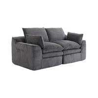 2-SITZER-SOFA 191/94/85 cm mit Seitentaschen, Kissen und Federkern, Cord, Dunkelgrau - Dunkelgrau, Textil (191/85/94cm) - Redom