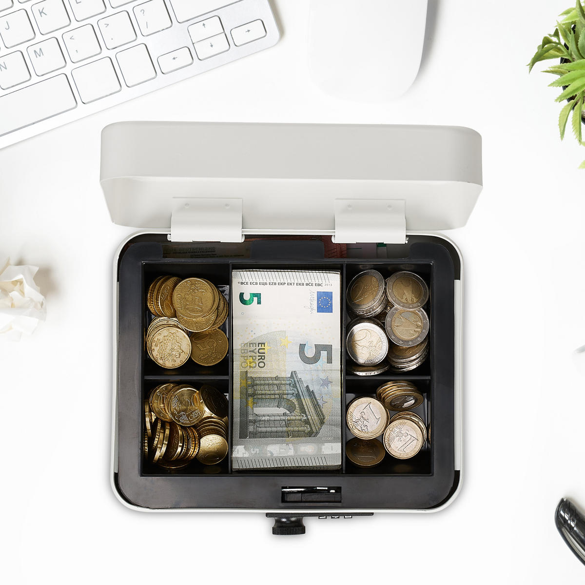 POKLADŇA - biela, kov/plast (20/8.5/17cm) - Relaxdays