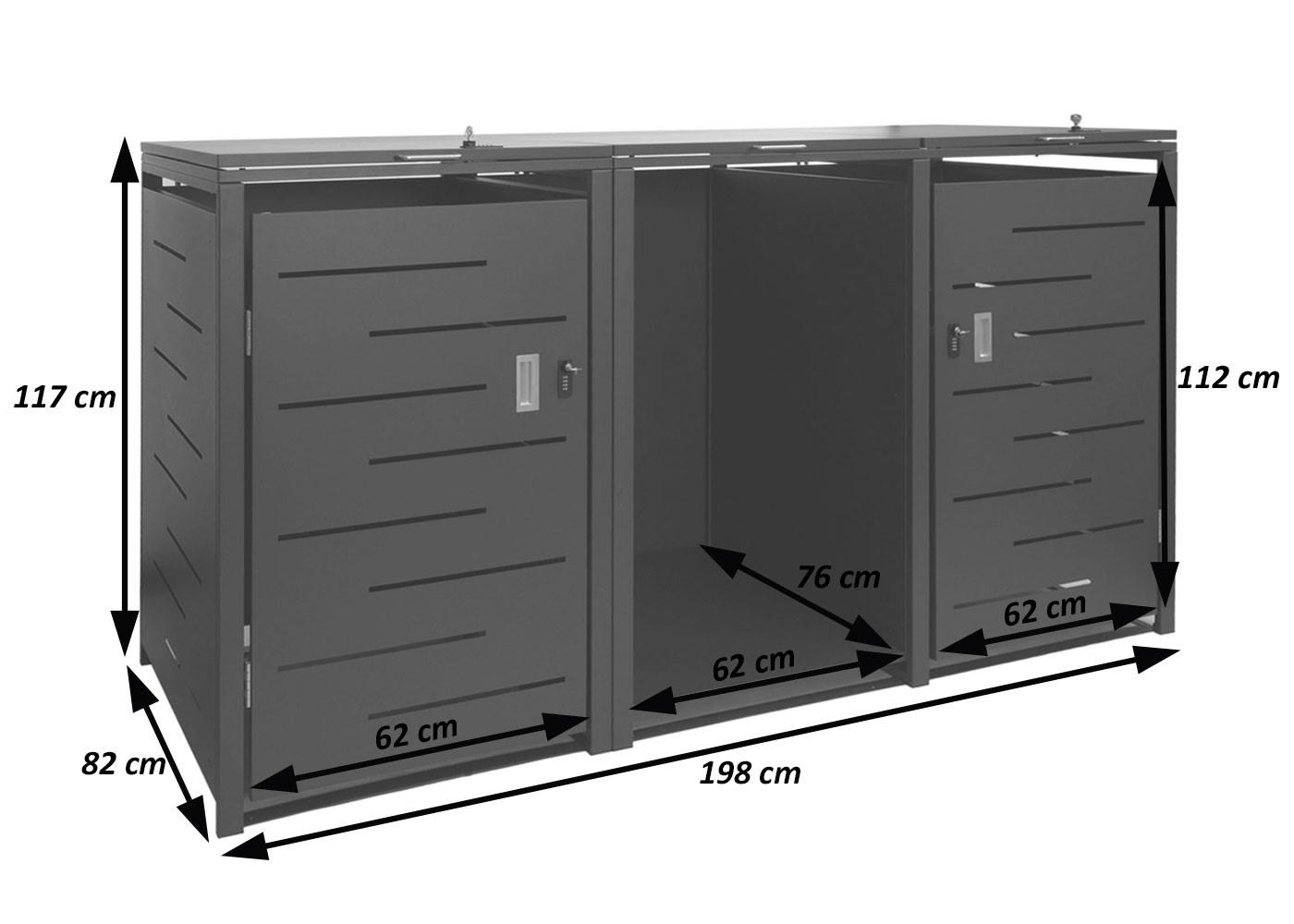 MÜLLTONNENVERKLEIDUNG 2ER Anthrazit - Anthrazit, Metall (198/117/82cm) - MCW