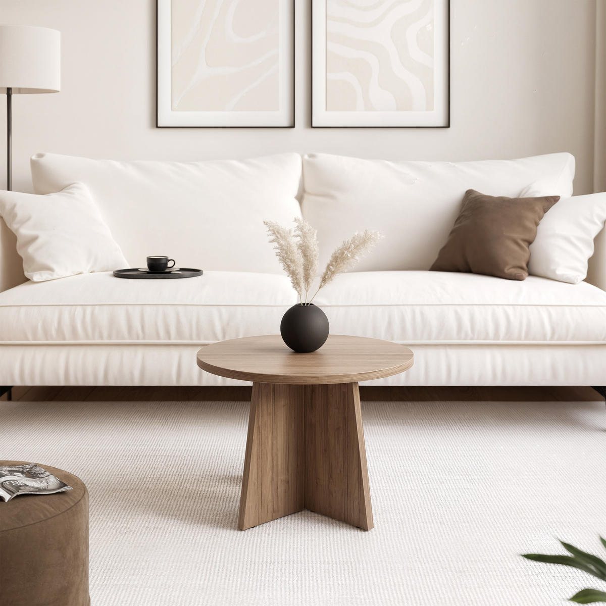 BELLAGIO menší konferenční stolek Ø 58 cm, ořech Royal - kašmírová, kompozitní dřevo (58/58/40cm) - Idohome