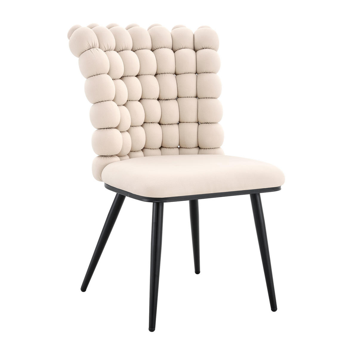 ESSZIMMERSTUHL 2er-Set Samt Off White mit Metallbeinen Schwarz - Weiß, Metall (48/88/54cm) - Meubliv