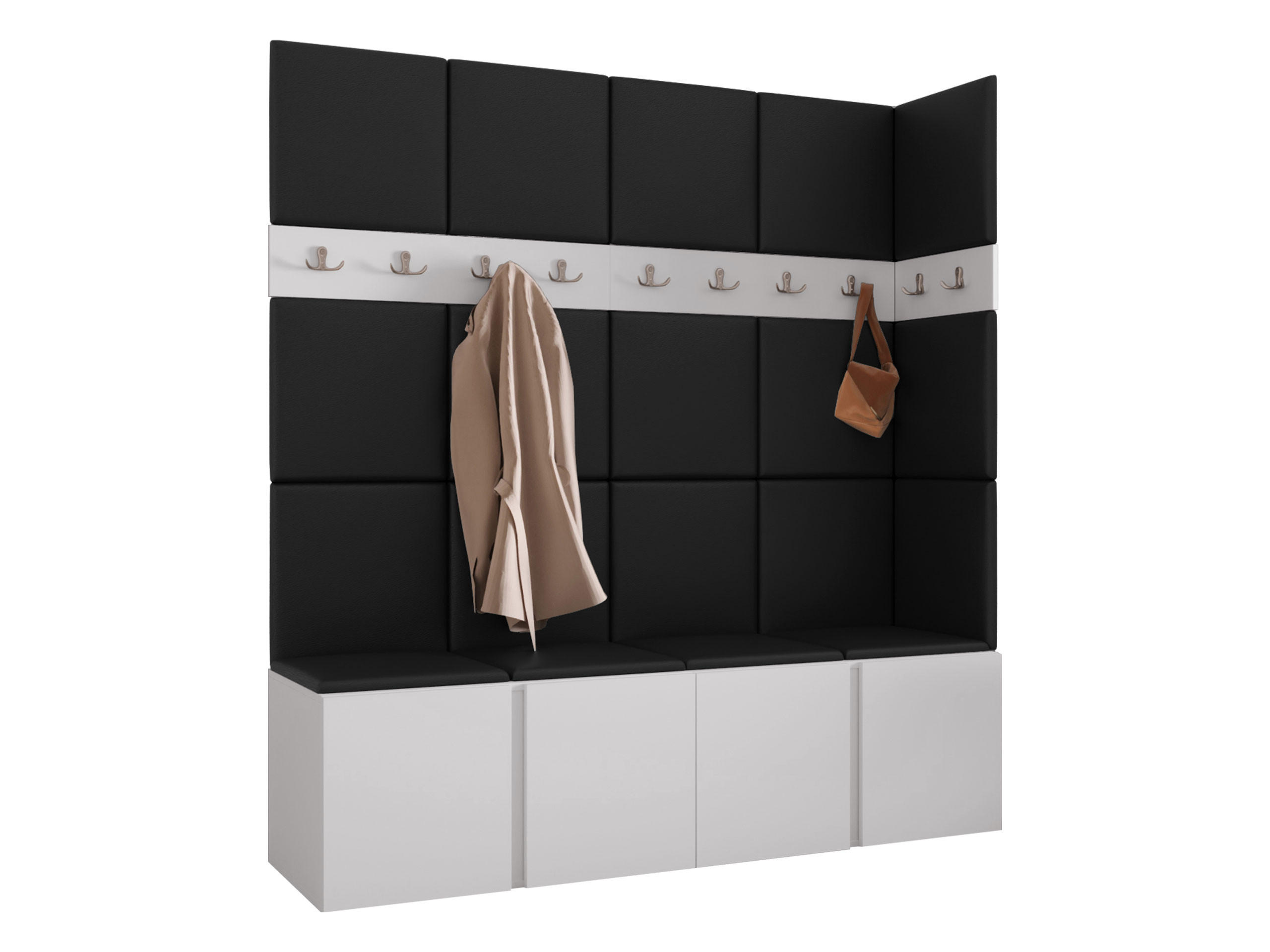 GARDEROBEN-SET Orion II - Schwarz/Weiß, Holzwerkstoff/Kunststoff (168/186/46cm) - MIRJAN24