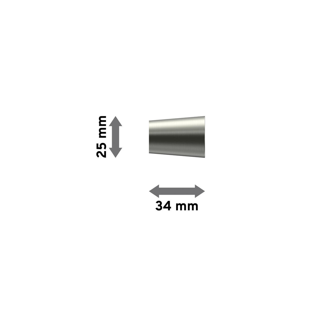 ENDSTÜCKE FÜR GARDINENSTANGEN 16 mm Ø, Carelli Edelstahl-Optik, Packung 2 Stück - Edelstahlfarben, Metall (3.4/2.5/2.5cm) - INTERDECO