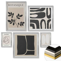 WANDBILDER 5er Set - 50x50 cm & 20x30 cm & 40x60 cm Silberner Rahmen - Matisses stilvolle Pflanzenbilder - Silberfarben, Kunststoff (40/60cm) - ArtPrintCave
