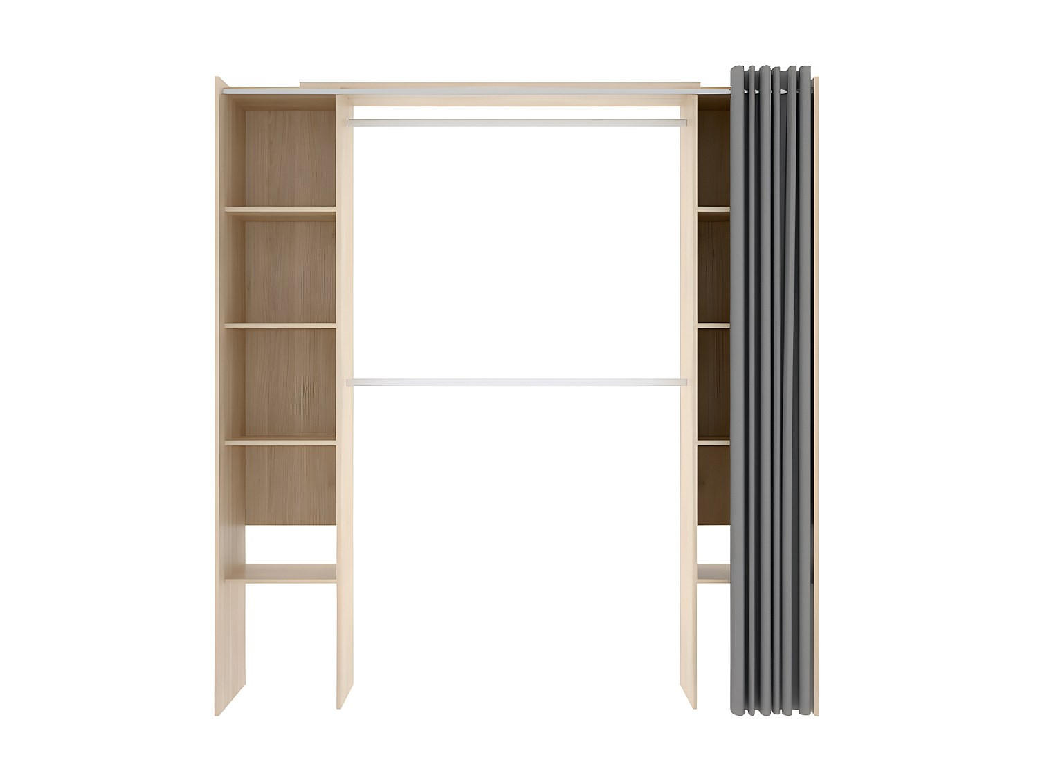 OFFENER Kleiderschrank - 110 cm, 180 cm x 50 cm - holz - naturfarben hell Dorian - Naturfarben, Holz (110/205/50cm) - Vente-Unique
