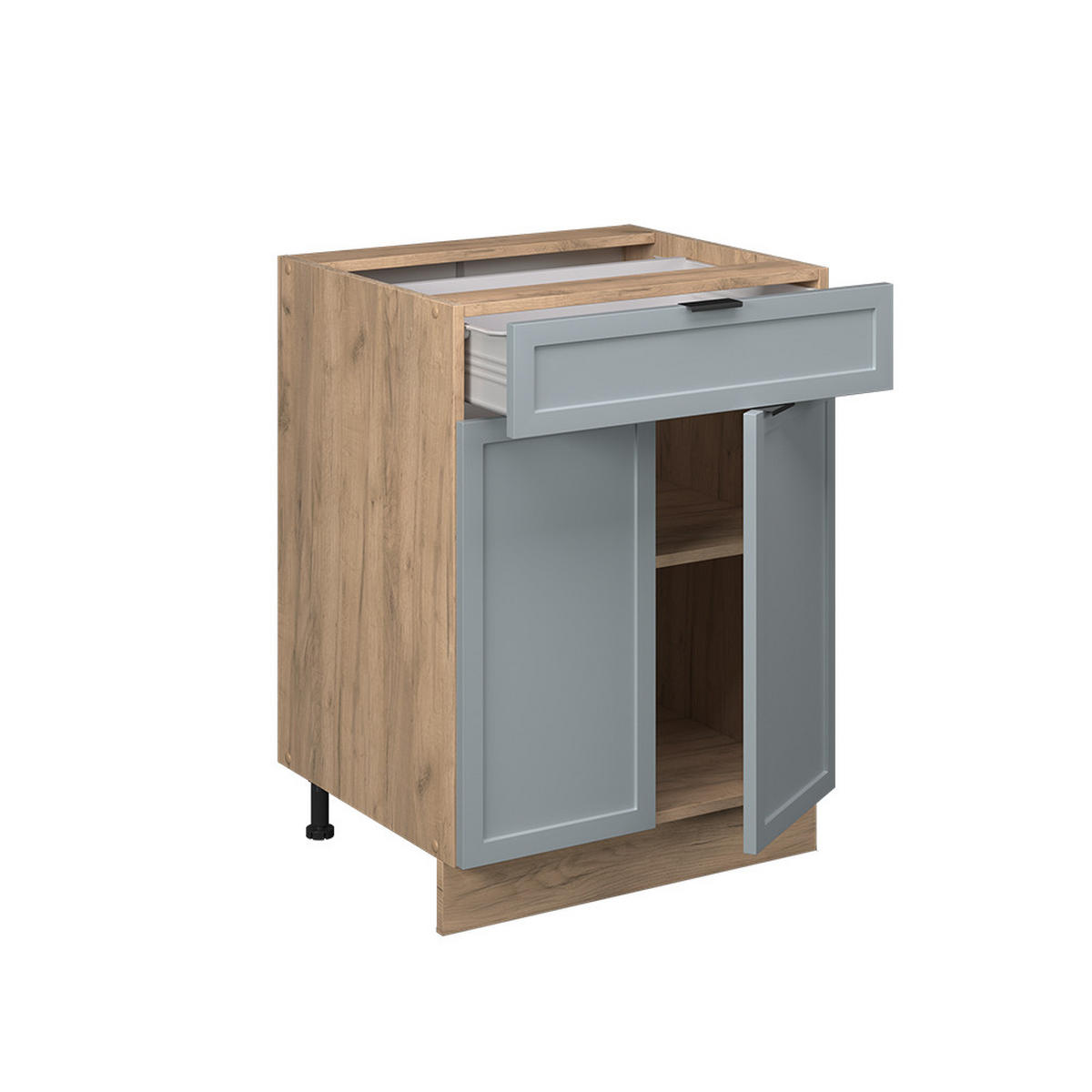 KÜCHENUNTERSCHRANK Fame-Line Hellblau-grau 60 cm mit Schublade AP Anthrazit - Eiche Wotan/Blaugrau, Holzwerkstoff (60/82/60cm) - Vicco