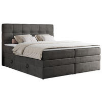 BOXSPRINGBETT ERNI KING 160/200 Dunkelgrau Velvet - H3 - Dunkelgrau, Holz/Textil (160/200cm) - MKS