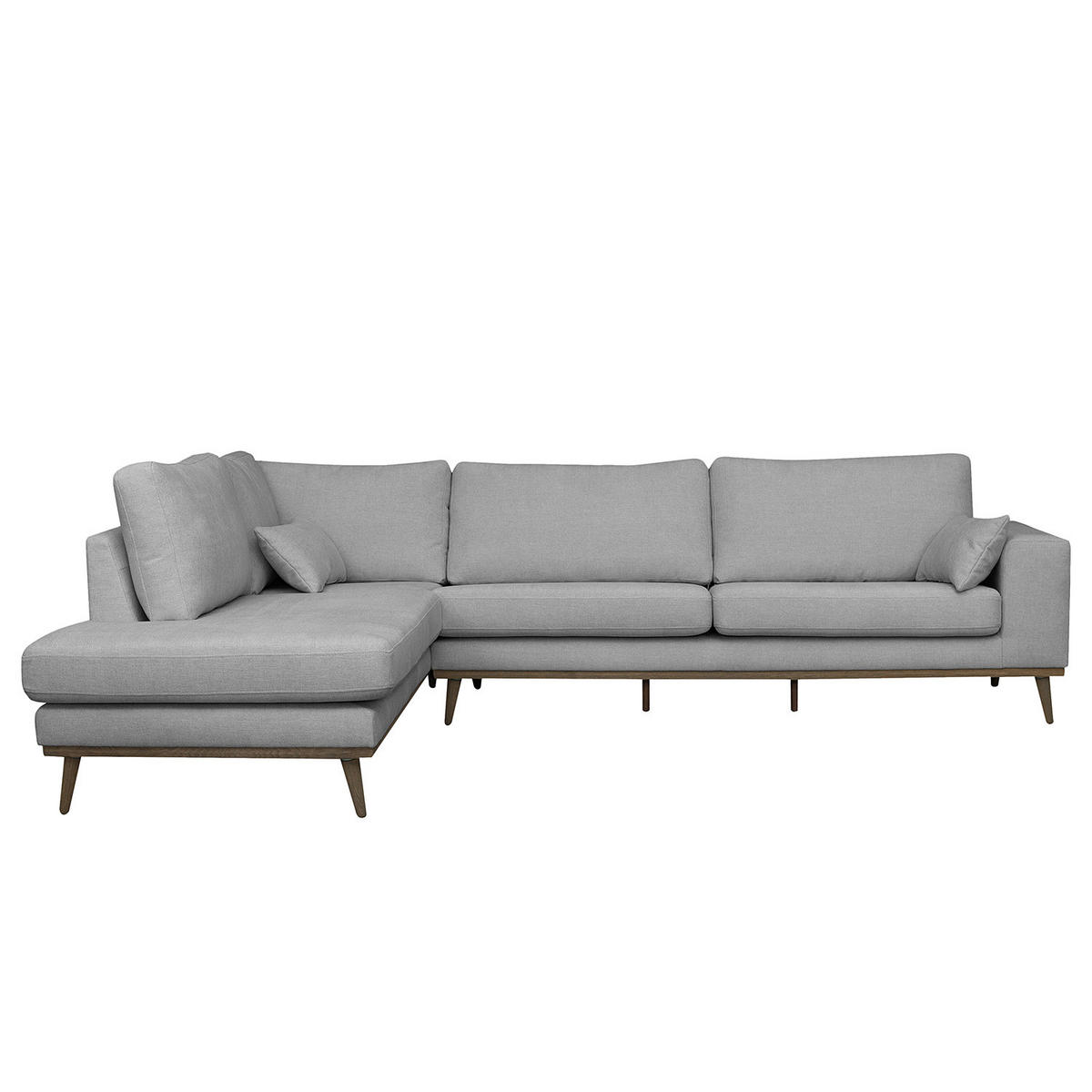 ECKSOFA mit Ottomane - Eichefarben/Grau, Eichenholz/Textil (287/219cm) - home24