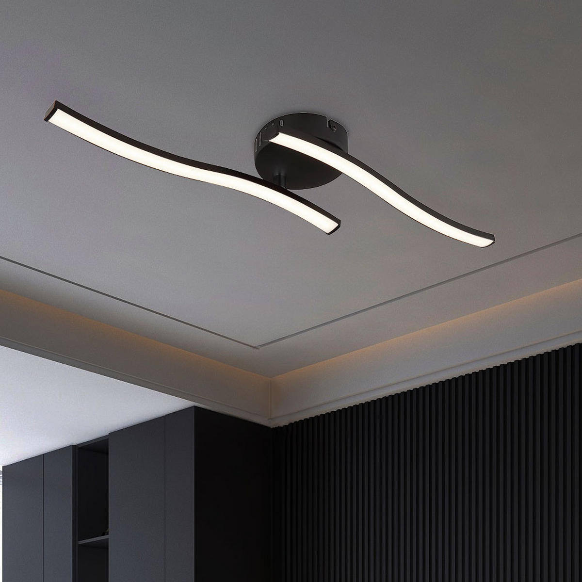 LED DECKENLEUCHTE Tyler Schwarz Matt - Schwarz, Kunststoff (51.5/10/7.2cm) - Globo Lighting
