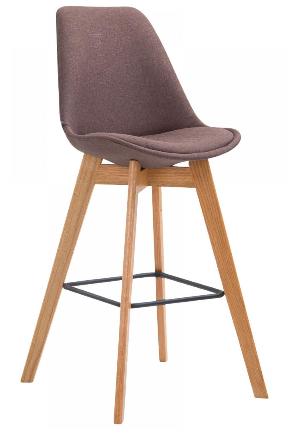 BARHOCKER Stoff braun - Eukalyptusholzfarben/Braun, Holz/Textil (48/112/56cm) - CLP