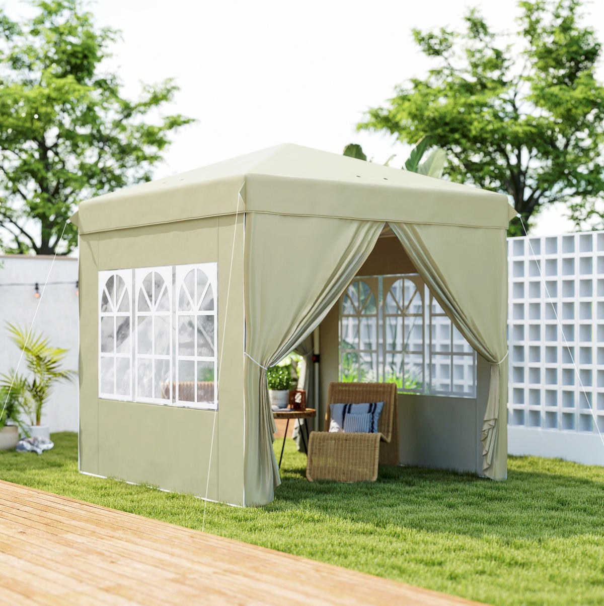 PAVILLONS aus Polyester 248x248x270 cm in Beige mit Pop-up-Mechanismus - Beige, Textil (248/270/248cm) - Modfu