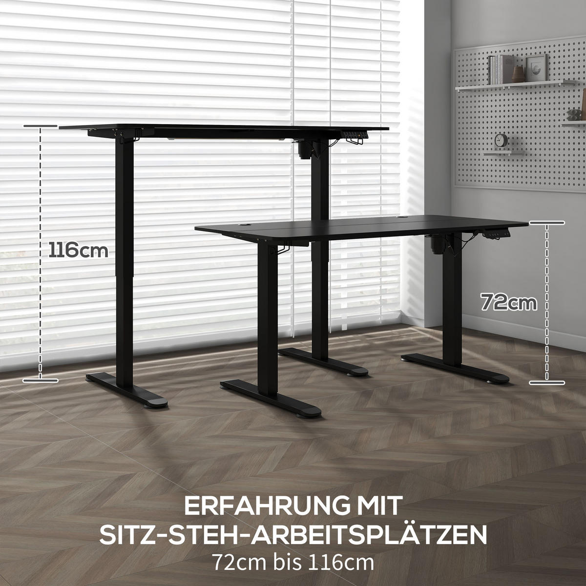 HÖHENVERSTELLBARER Schreibtisch 140 x 70cm Elektrisch Computertisch mit Haken - Schwarz, Kunststoff (140/70/116cm) - Vinsetto