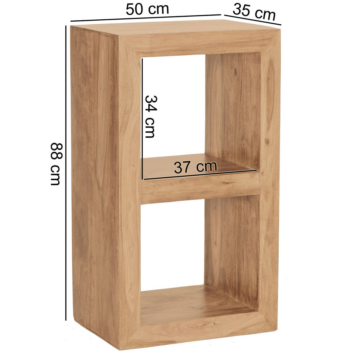 REGAL Massivholz Akazie Rustikal Handgefertigt, Beige 50x35x88 cm - Beige, Holz (50/88/35cm) - KADIMA DESIGN