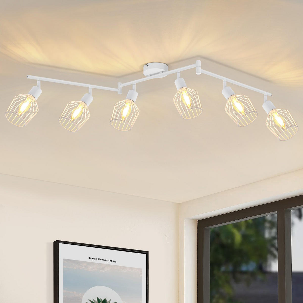 STRAHLER Franziska 6-flammig 122/20/10 cm - Weiß, Metall (122/20/10cm) - Nettlife