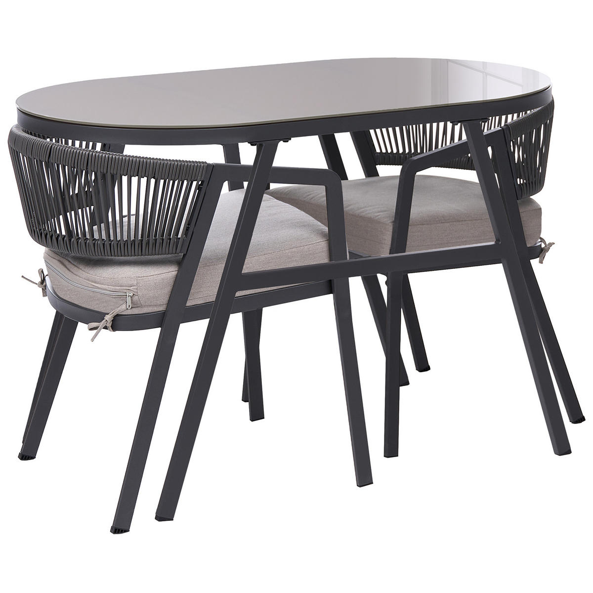 BISTRO-SET Grau 2er-Set Muros - Beige/Grau, Metall - Beliani