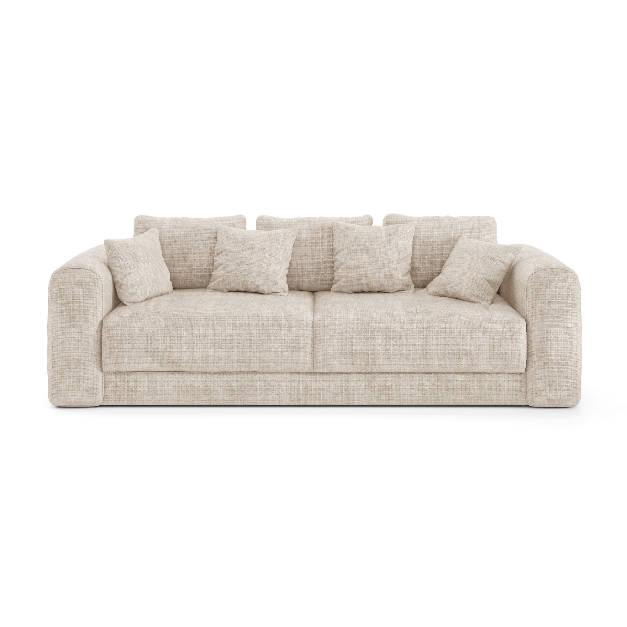 SCHLAFSOFA mit Stauraum in Nussbaum RIO Geprägter Samt Creme 250cm - Creme, Textil (250/90/95cm) - Sia Home