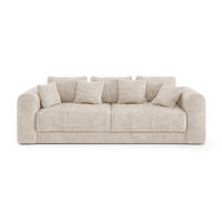 SCHLAFSOFA mit Stauraum in Nussbaum RIO Geprägter Samt Creme 250cm - Creme, Textil (250/90/95cm) - Sia Home
