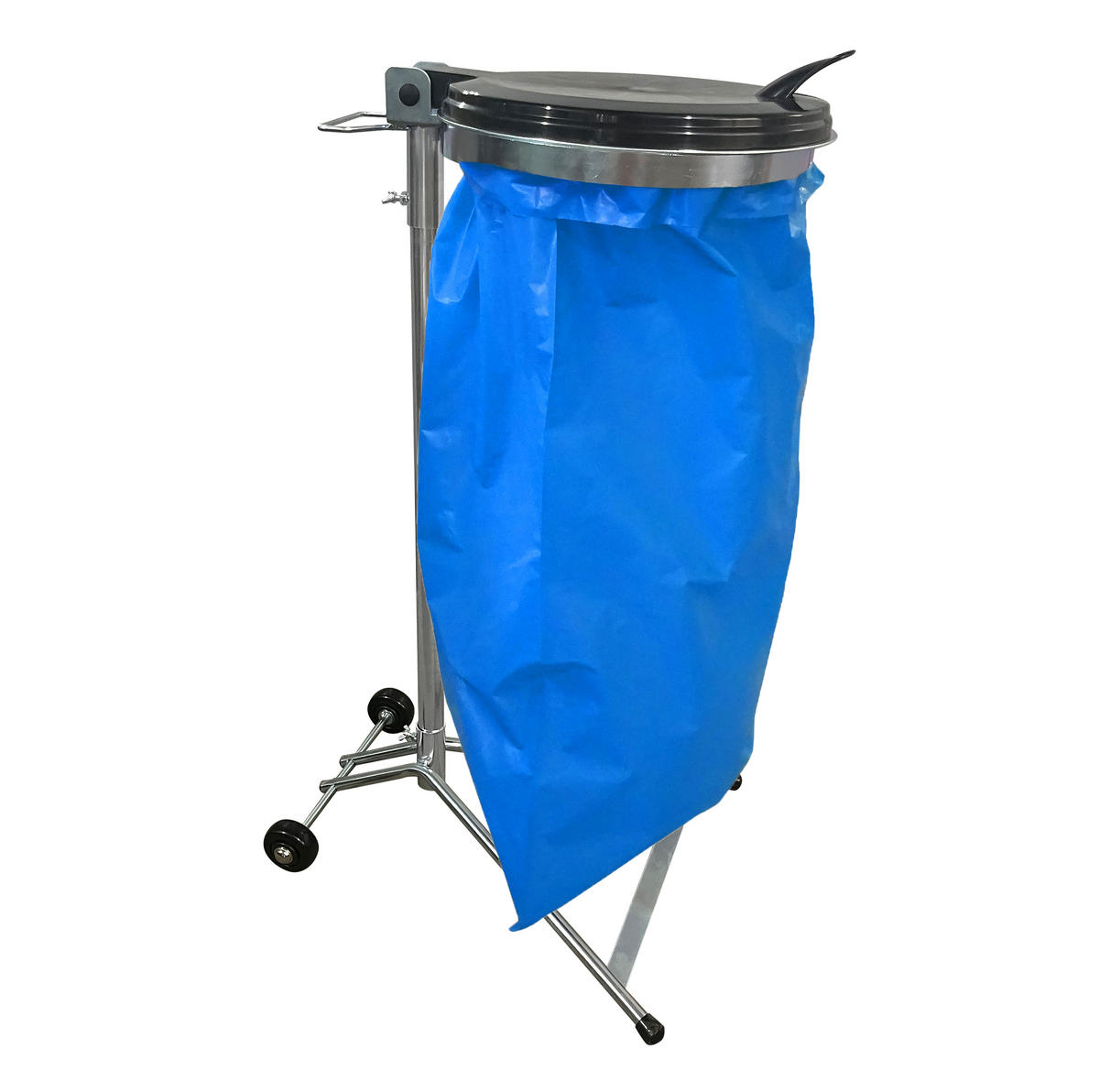 ROLLBARER Müllsackständer mit 2 Rollen verzinkt - Silberfarben, Metall (40/100/40cm) - QUICK STAR