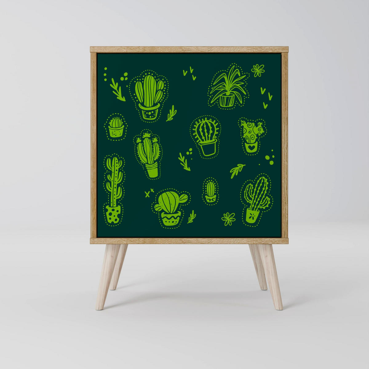 SIDEBOARD DESERT GREEN, Grau, 57,5x42x67,5 cm, Schwarze Metall-Rahmenfüße - Multicolor/Schwarz, Holzwerkstoff/Metall (57.5/67.5/42cm) - SpaceRebels