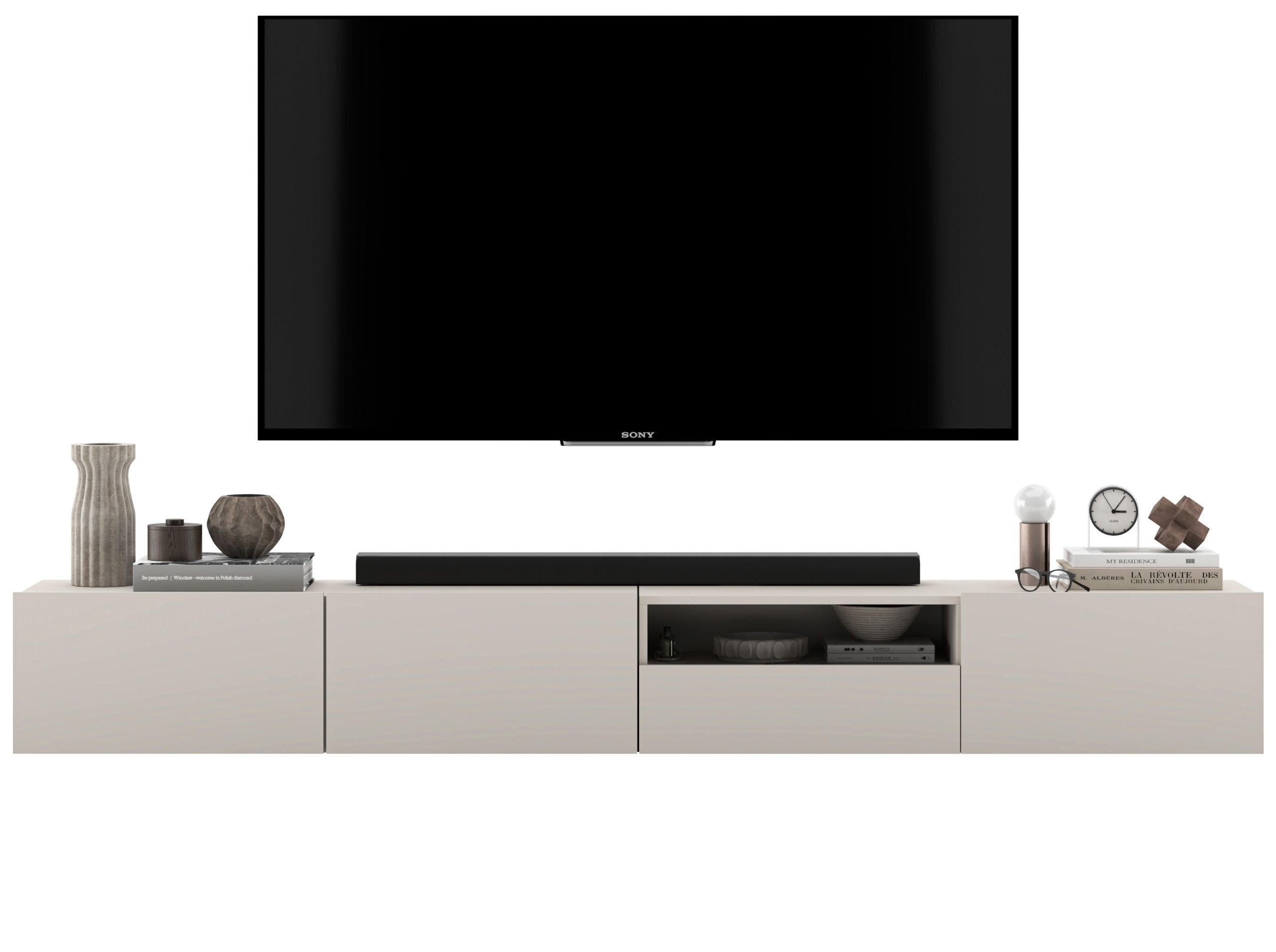 Meble Lindner SADA 2 TV stolků Enjoy Kašmír mat 240 cm se zásuvkou