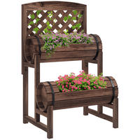 HOCHBEET 2-Etagig DE-12155 mit Rankgitter 42/49/80 cm Braun - Braun, Holz (42/80/49cm) - ComfortXL