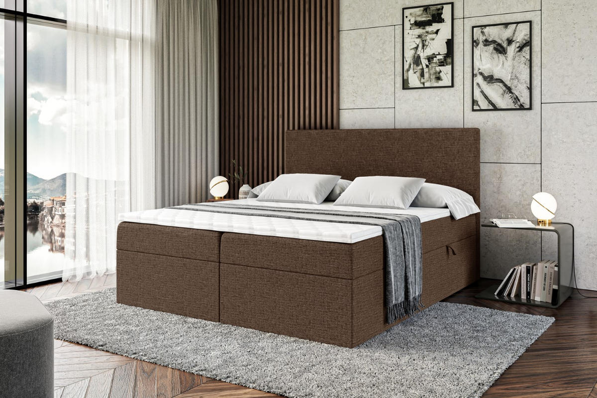 BOXBETT mit H3-Matratze und Lattenrost - LUKI - 140x200 Braun - Braun, Holzwerkstoff (140/200cm) - ALTDECOR