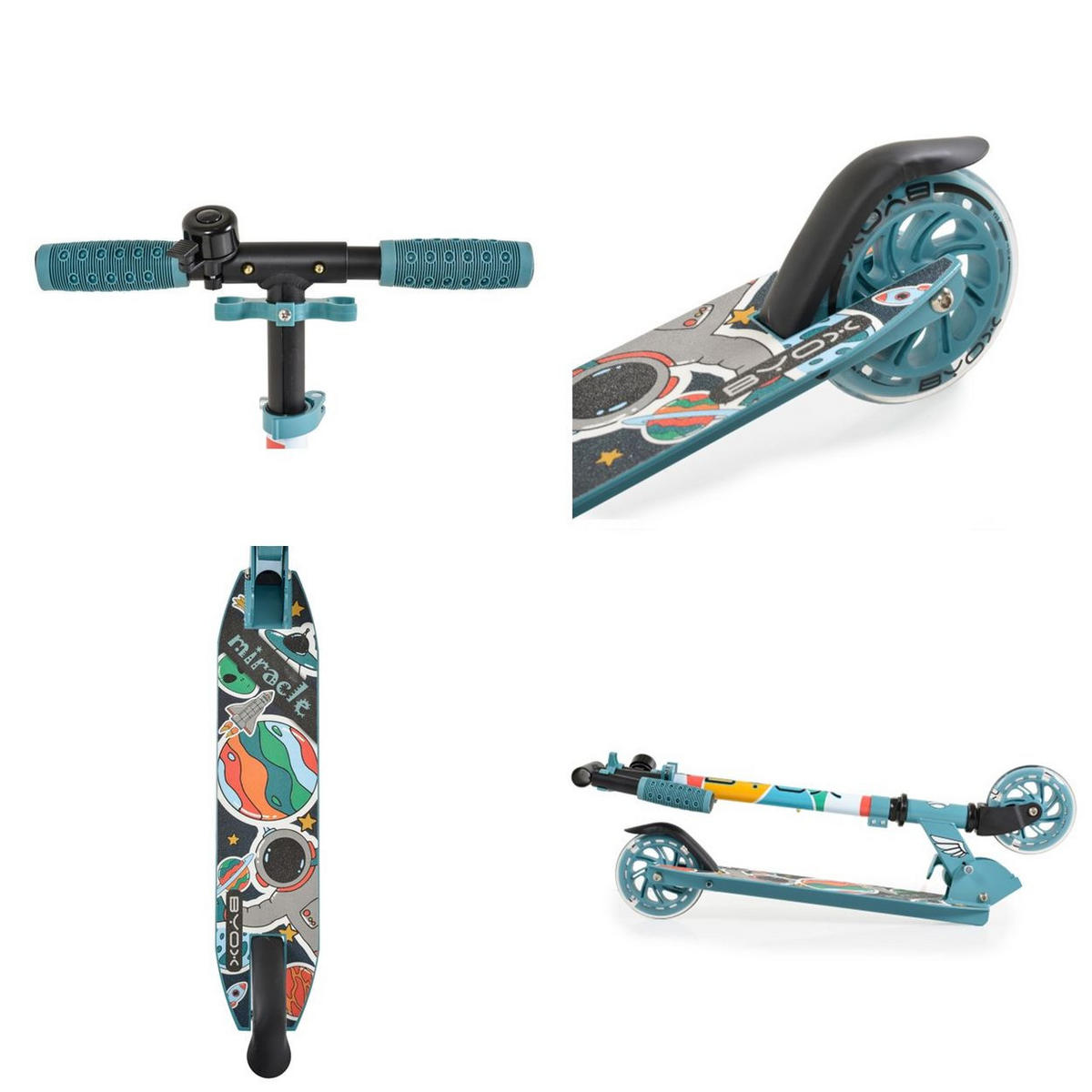 KINDERROLLER Miracle blau LED-PU-Räder ABEC-7 Klingel Höhe einstellbar - Blau, Metall (45/10/78cm)