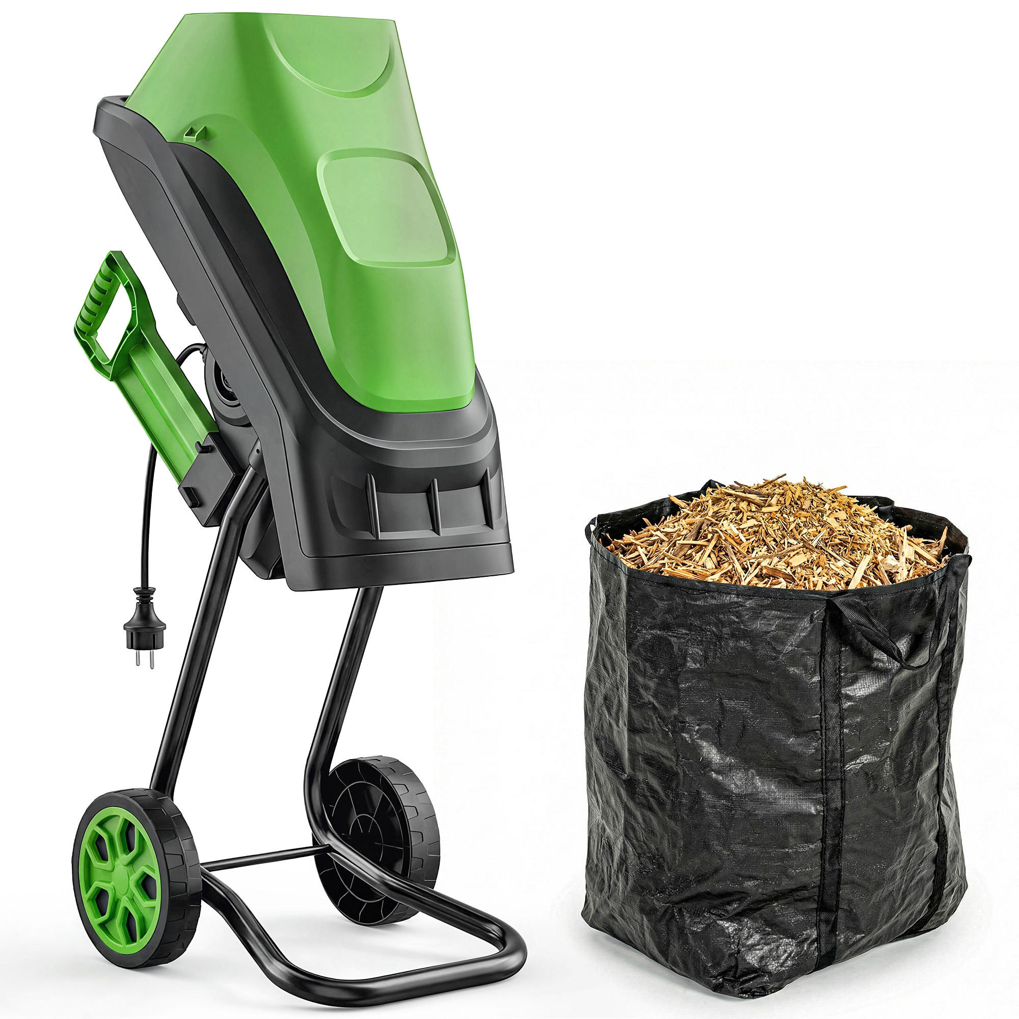 HÄCKSLER DE-13869 2500 W mit 45 L Sammelsack Grün - Grün, Kunststoff (34/96/44cm) - ComfortXL