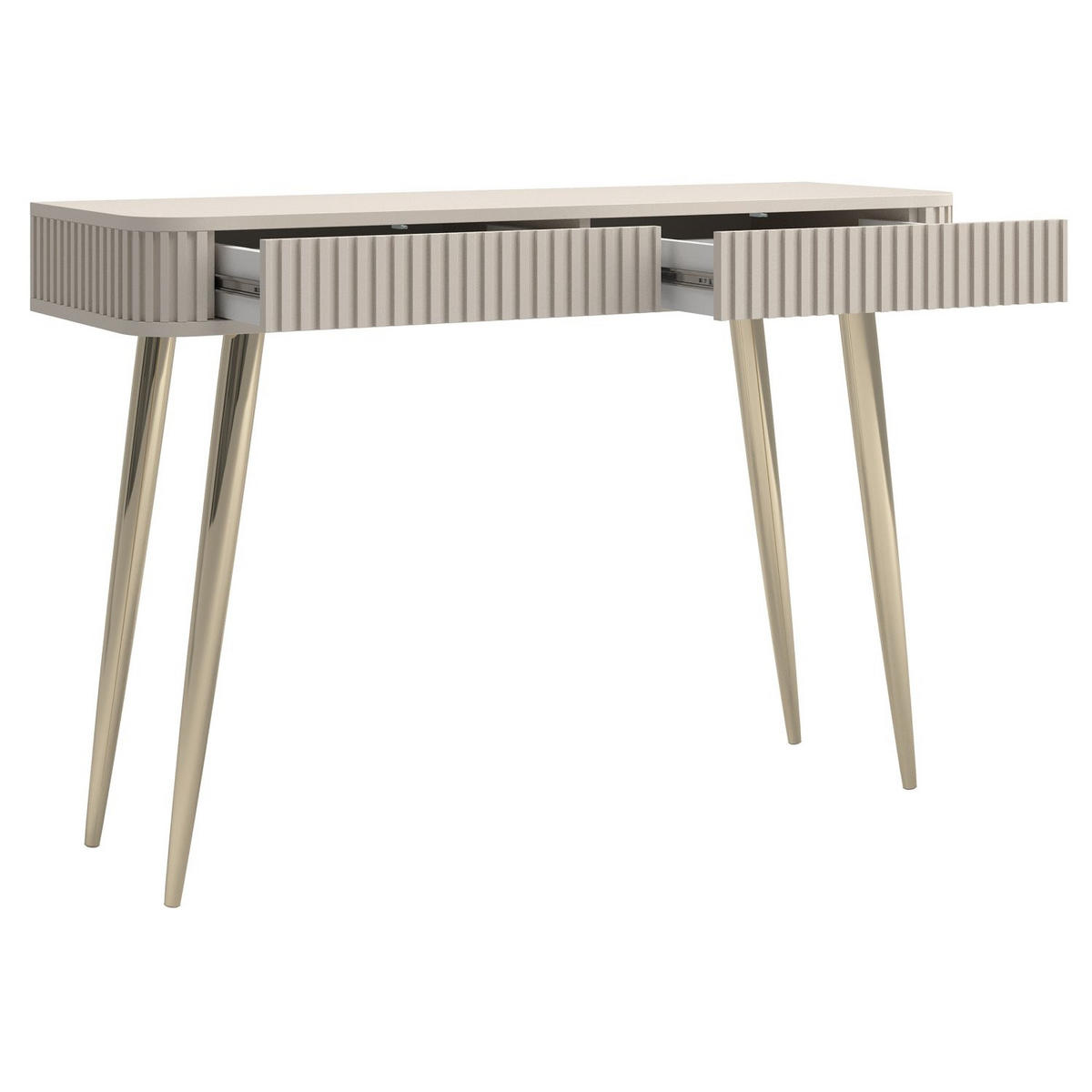 SCHMINKTISCH Ovarlo Greige mit 2 Schubladen 113 cm - Taupe/Goldfarben, Holzwerkstoff/Metall (38/113.2/77.9cm) - Selsey