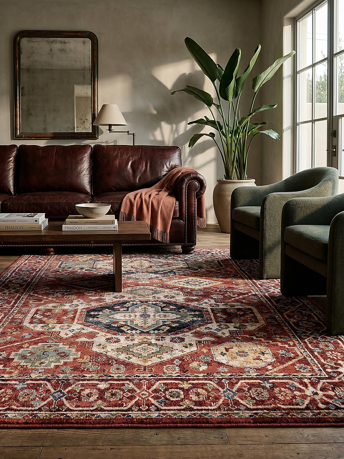TEPPICH Kurzflor Vintage Geometrisch, Wohnzimmer Rot Rechteckig 160x230 - Rot, Textil (160/230cm) - KADIMA DESIGN
