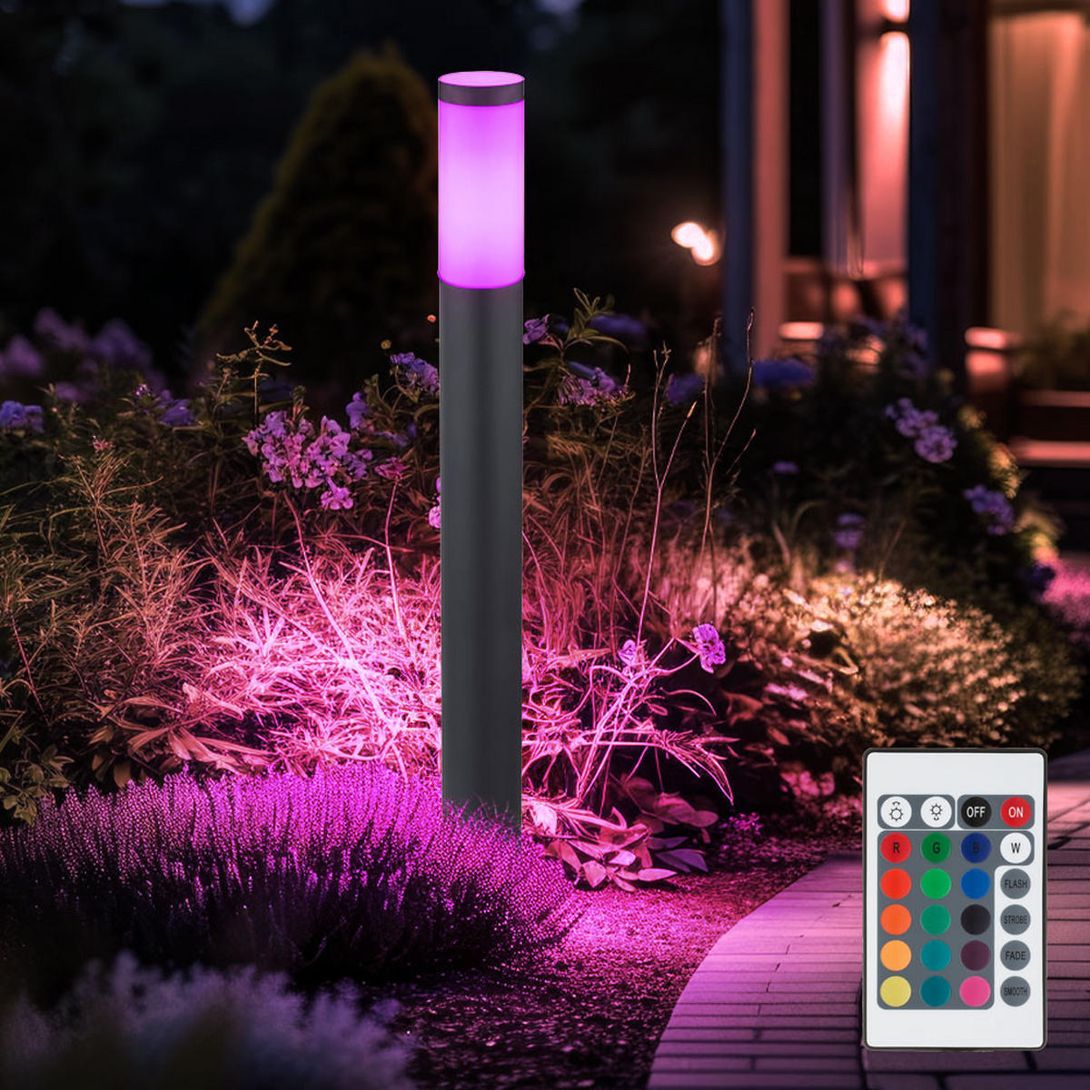 LED STEHLEUCHTE Edelstahl Anthrazit - Anthrazit, Metall (7.6/11/80cm) - Globo Lighting