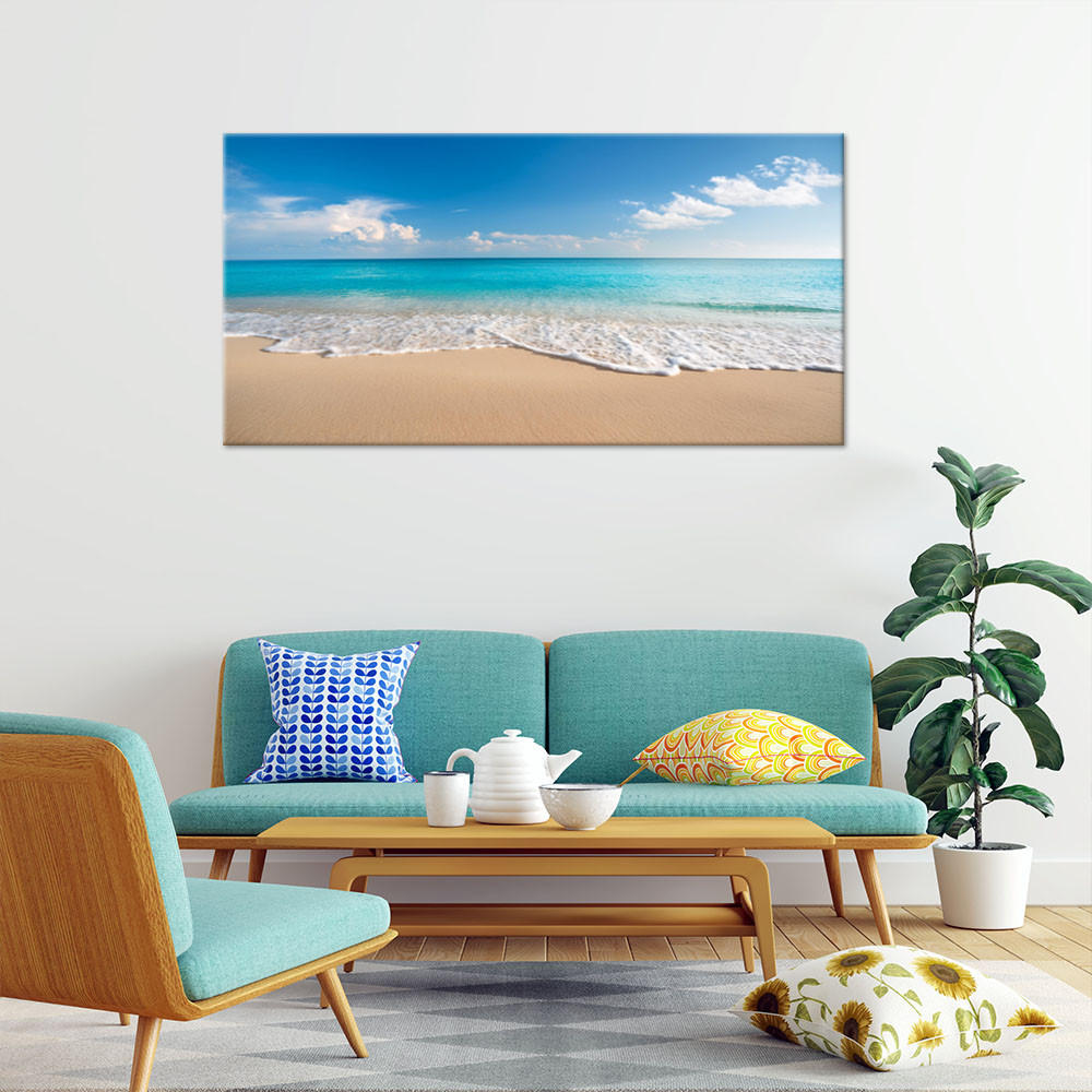 WANDBILD blaue strandmeerlandschaft - Blau, Textil (100/50cm) - Feeby
