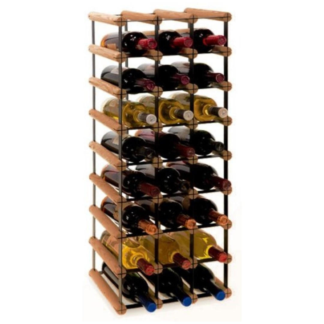 WEINREGAL Vinotega Mod Metal 82,5x32,5x24,5 cm 3x8 Flaschen Massives Kiefernholz Braun Geölt - Braun, Holz (32.5/82.5/24.5cm) - PROREGAL
