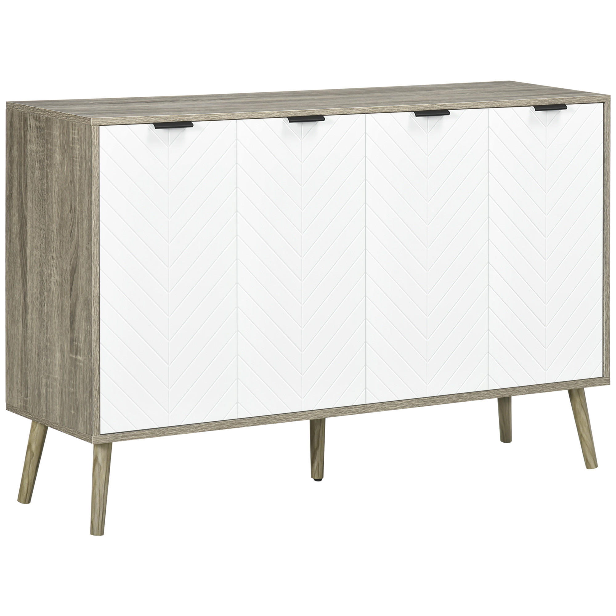 SIDEBOARD Weiß/Grau, 4 Türen, 120/35/77,4 cm - Grau, Holz (120/77.4/35cm) - PANGIVO