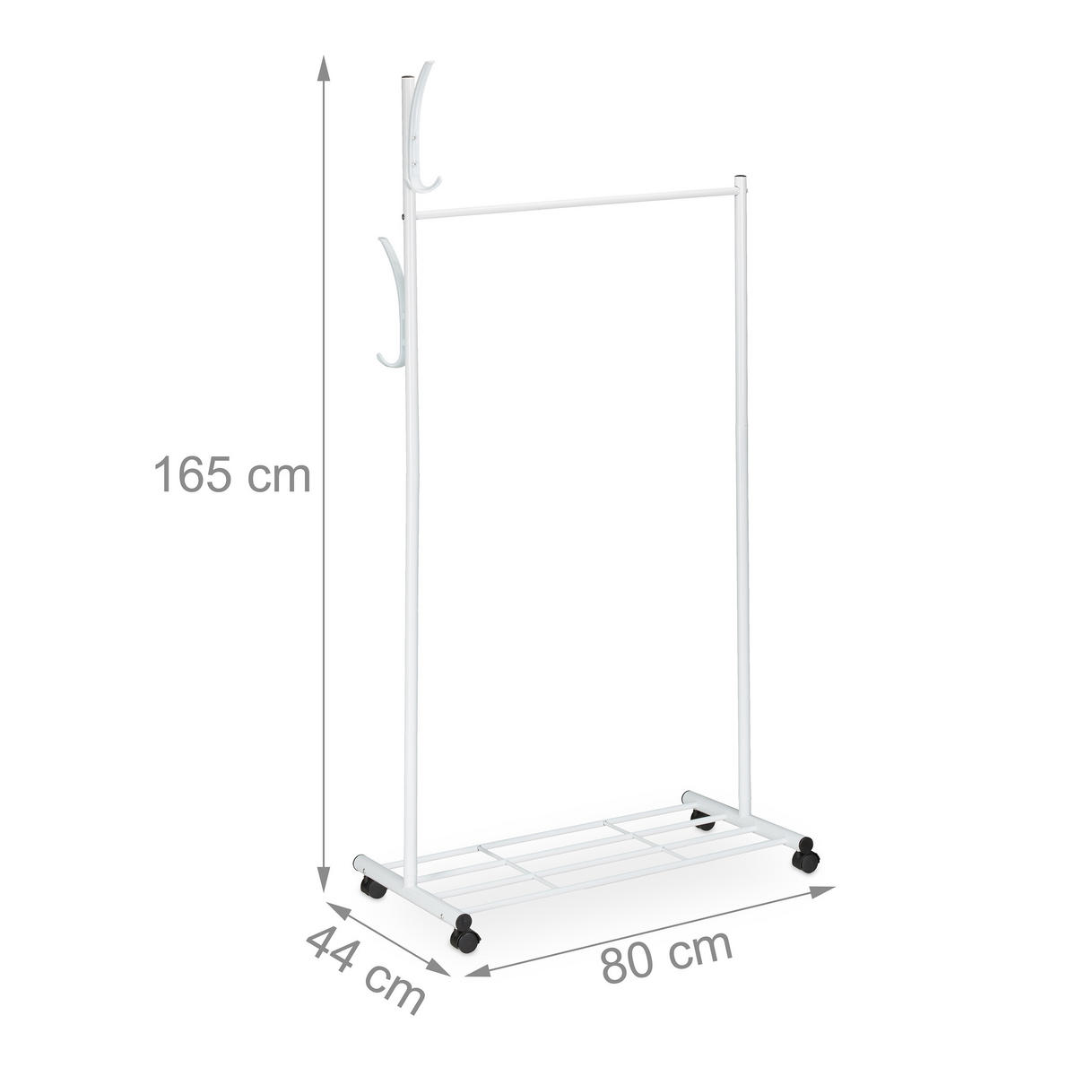 GARDEROBE - Weiß, Kunststoff/Metall (80/165/44cm) - Relaxdays