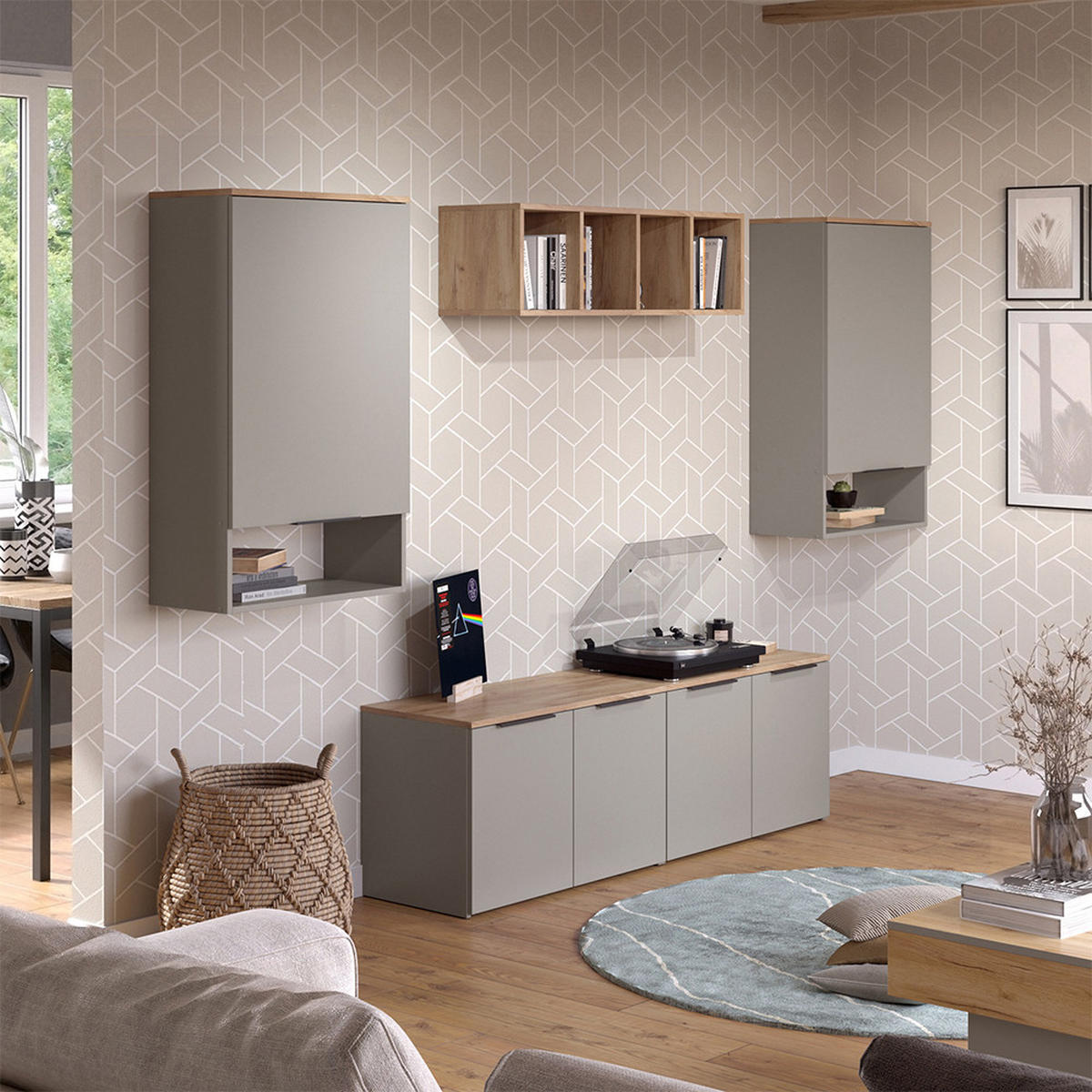 Greige/Sonoma Eiche, Holzwerkstoff (80/50/40cm) - Vicco