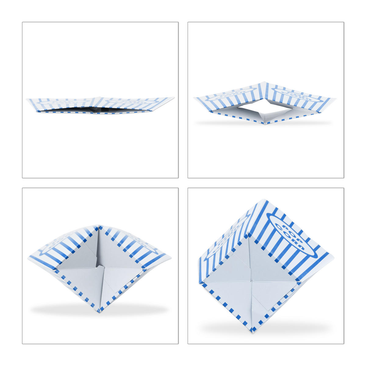 48xPOPCORNTÜTEN - Multicolor, Wellpappe (10.5/16/10.5cm) - Relaxdays