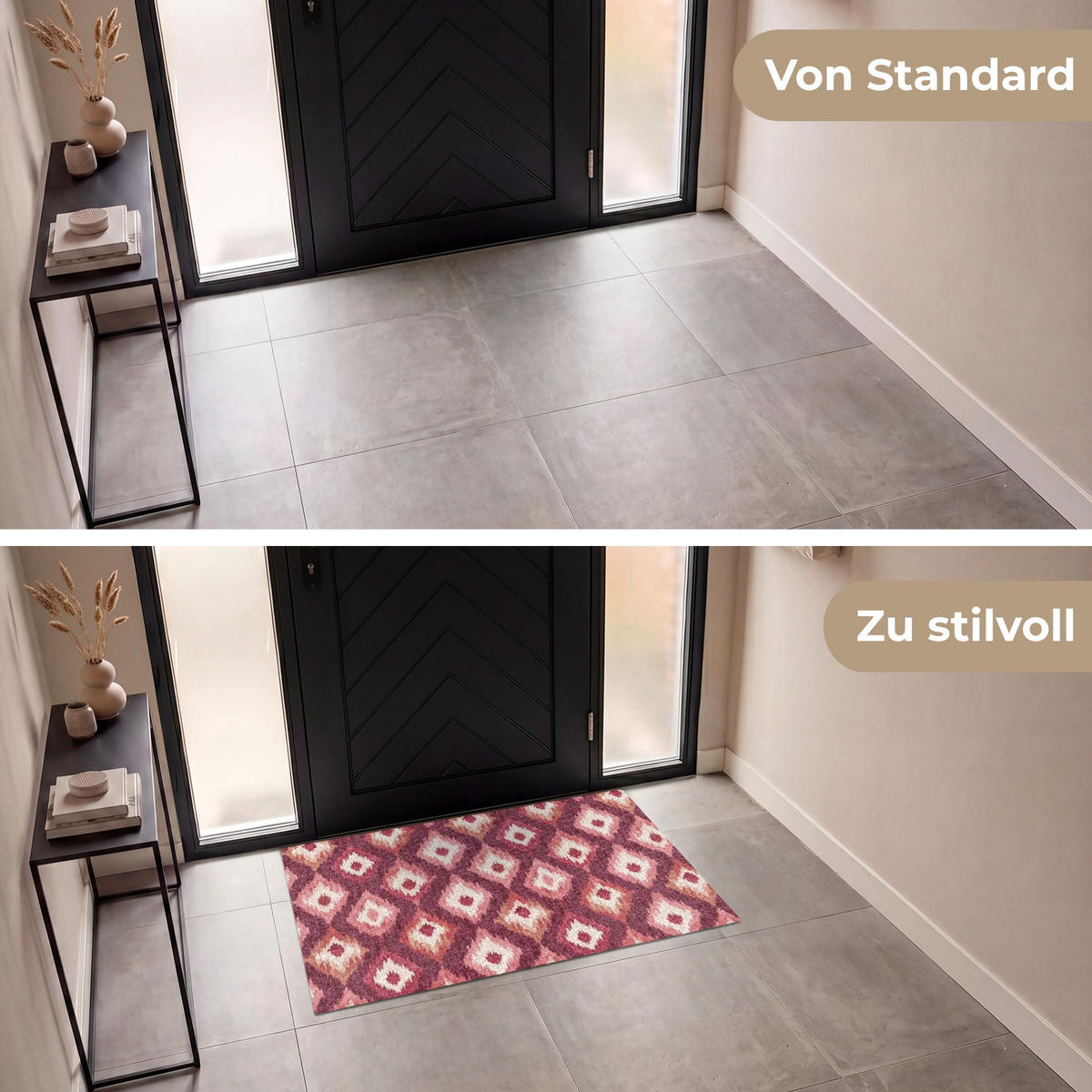 ROHOŽKA Diamantové tvary - Růžová - Vzor - Textura 120x80 cm - bobulová, textil/umělá hmota (120/0.4cm) - MuchoWow