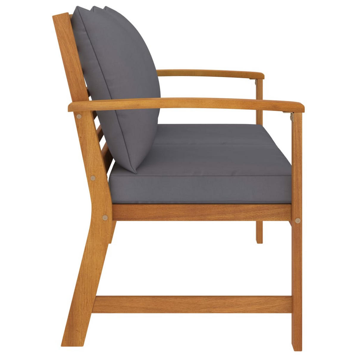 GARTENBANK mit Dunkelgrauen Kissen, 120/60,5/81 cm, aus Massivholz Akazie - Dunkelgrau, Holz/Textil (120/81/60.5cm) - vidaXL