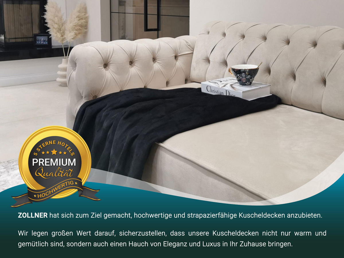 KUSCHELDECKE, 150x200 cm, 60% Baumwolle, 40% Polyacryl, Schwarz - Schwarz, Naturmaterialien (150/200cm) - Zollner