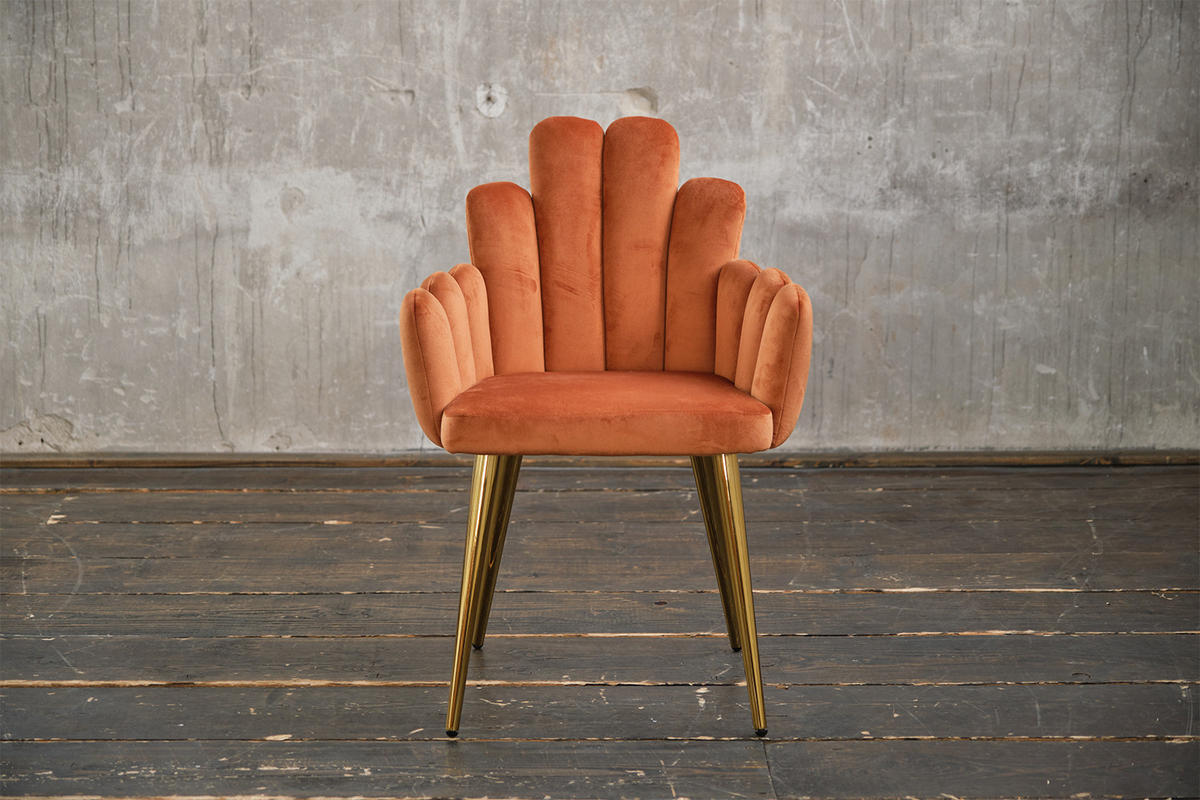 ESSZIMMERSTUHL FREJA Kupfer Velvet - Kupferfarben, Textil (59/86/55cm) - KAWOLA