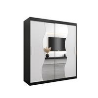 SCHWEBETÜRENSCHRANK 200/180/62 2-türig - Silberfarben/Schwarz, Holz/Kunststoff (180/200/62cm) - Abiks Möbel