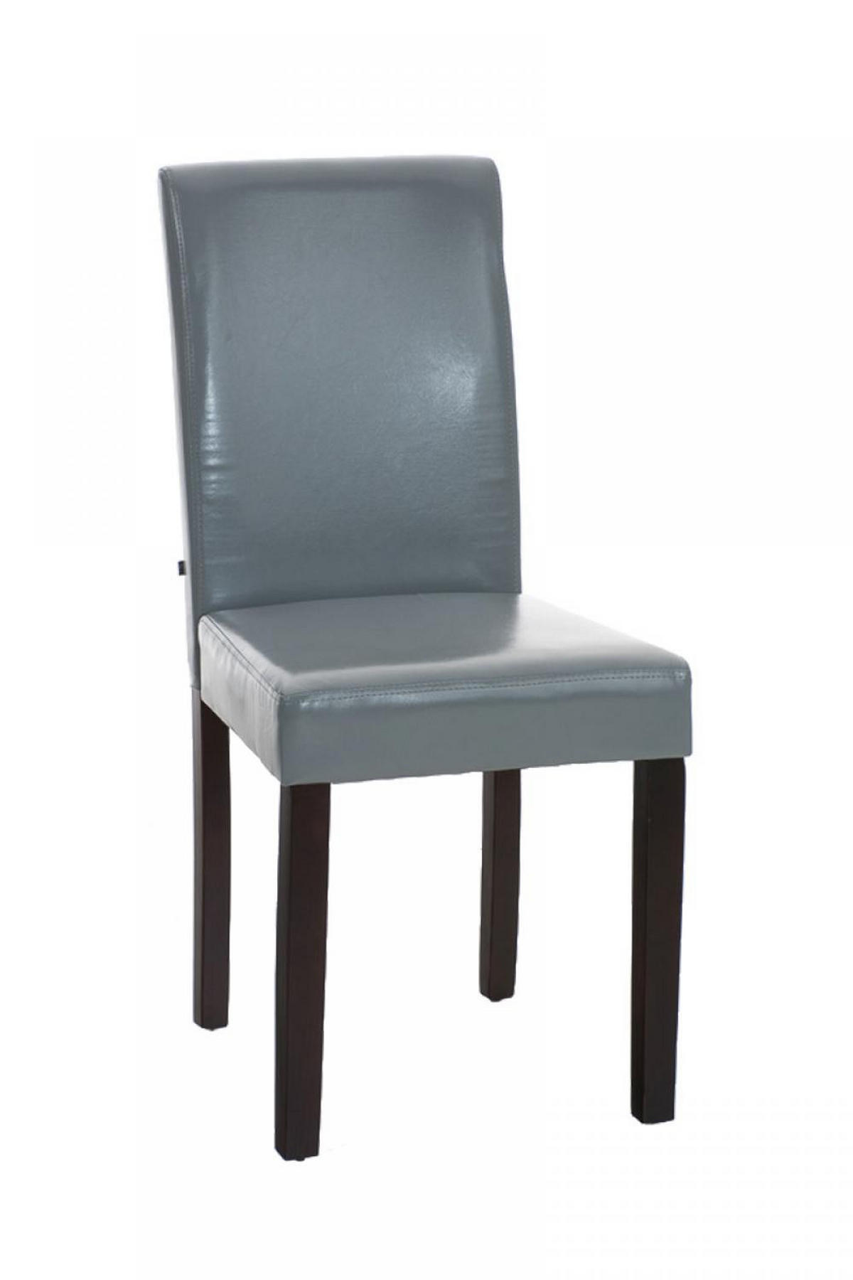 STUHL Lederlook grau - Dunkelbraun/Grau, Holz/Textil (41/91/47cm) - CLP