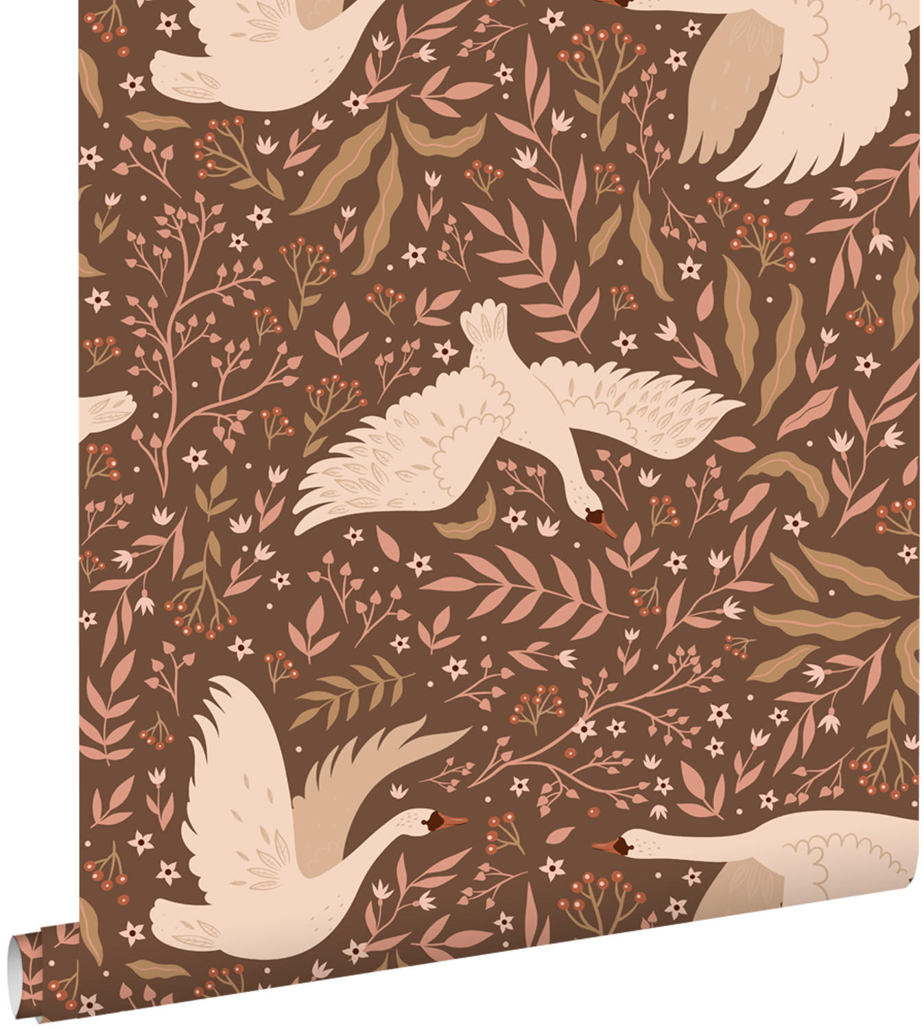 TAPETE Schwäne 50 x 900 cm - Braun, Papier (50/0.1cm) - ESTAhome
