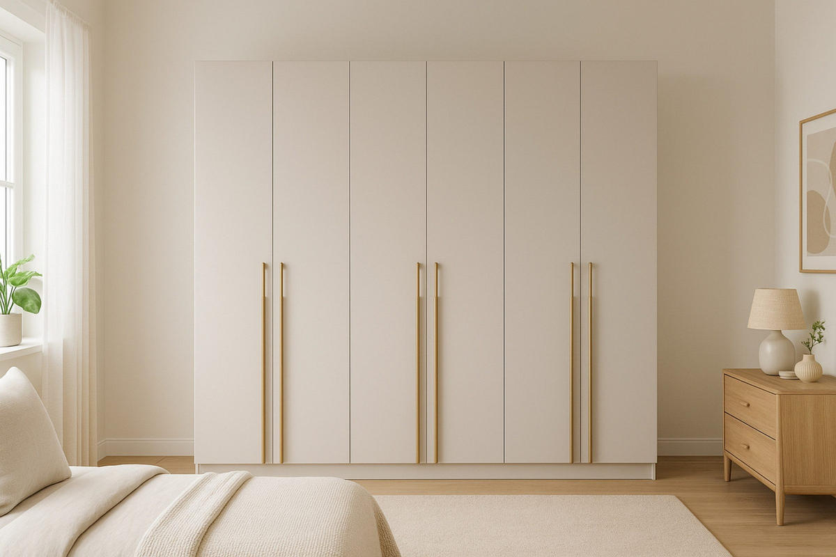 KLEIDERSCHRANK MIRELO 6D 230 cm breit in Kaschmir - Kaschmir, Holzwerkstoff (230/210/57cm) - Deine Möbel 24