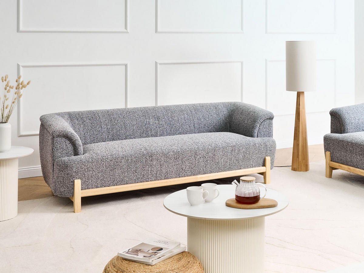 3-SITZER-SOFA Stoff Dunkelgrau Alnor - Dunkelgrau, Textil (205/67/85cm) - Beliani
