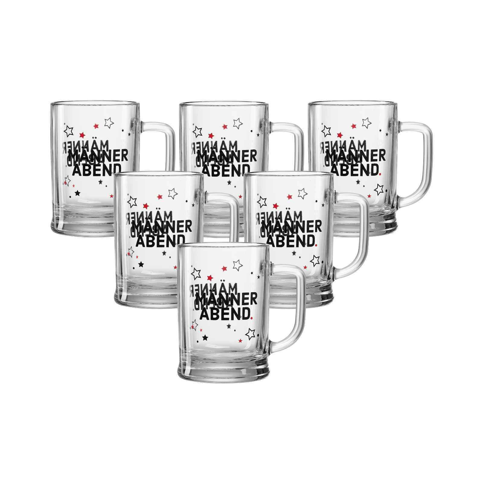 BIERKRUG Männer transparent 600 ml 6er Set - Transparent, Glas (0.6L) - Ritzenhoff Breker