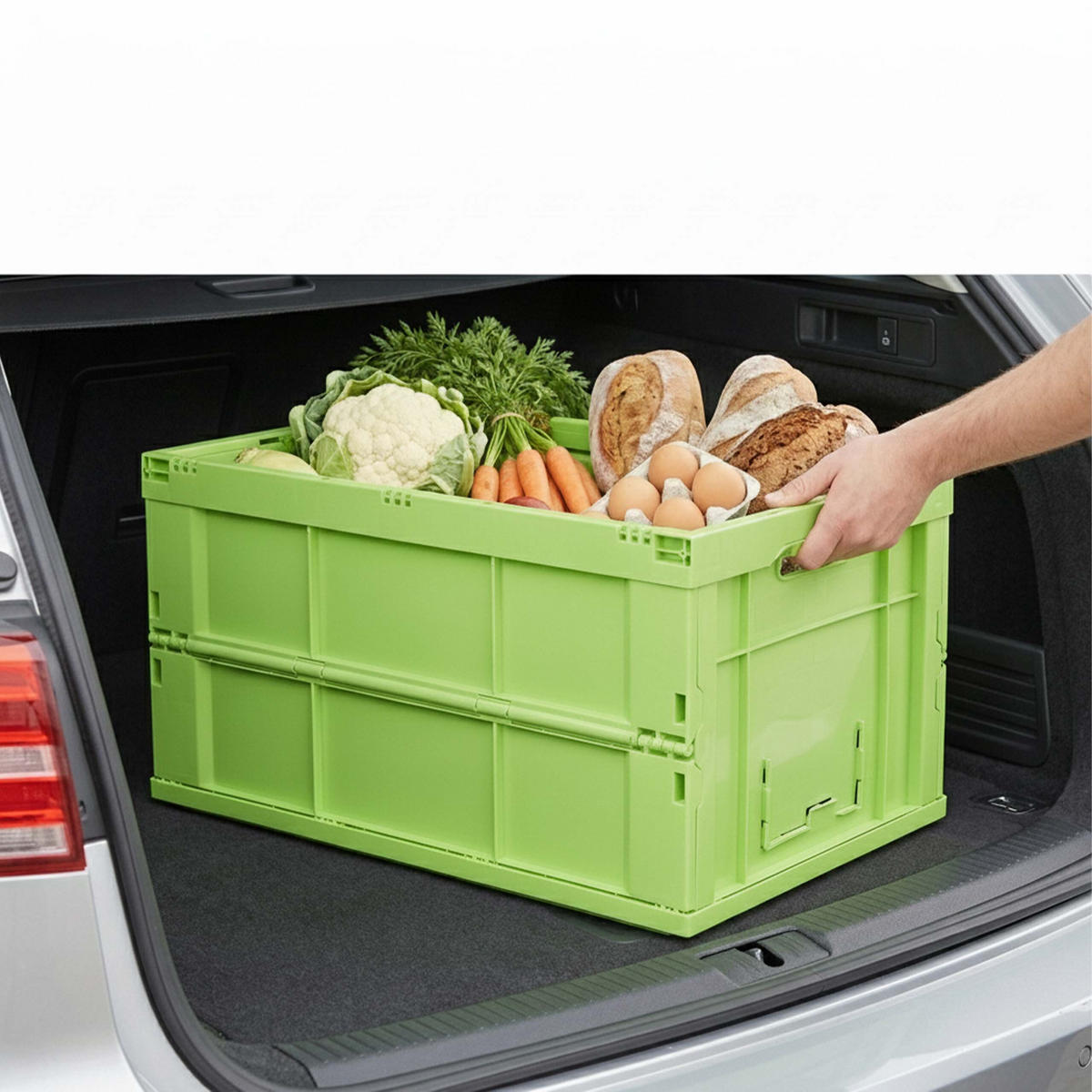 KLAPPBOX Grün stabil faltbar Polypropylen 60 l - Grün, Kunststoff (58.5/31.5/40cm) - Relaxdays
