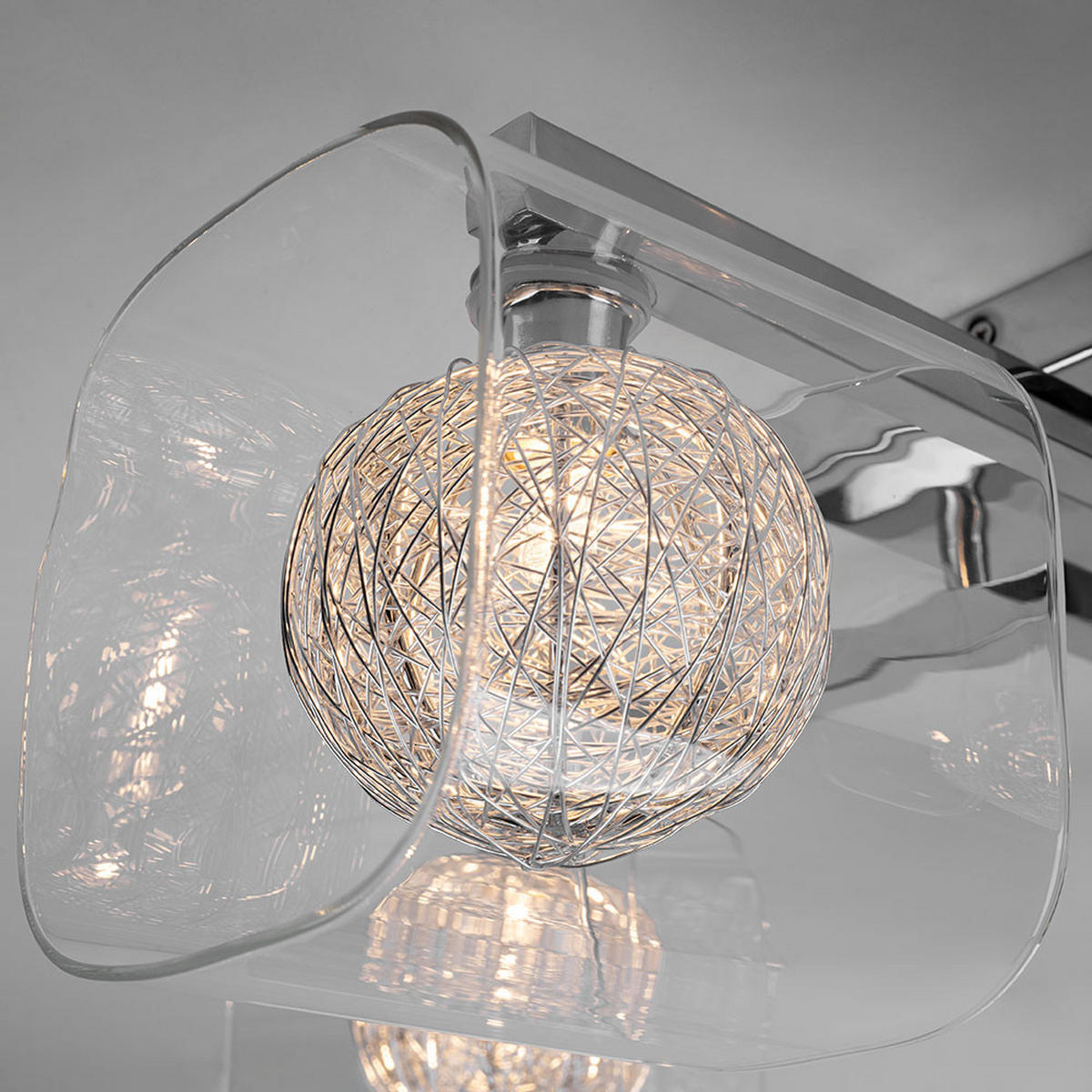 LED DECKENLEUCHTE Florentin Aluminium Silber - Silberfarben, Glas (58/58/18cm) - Brilliant